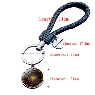 Sri Yantra Glass Pendant Key Chain